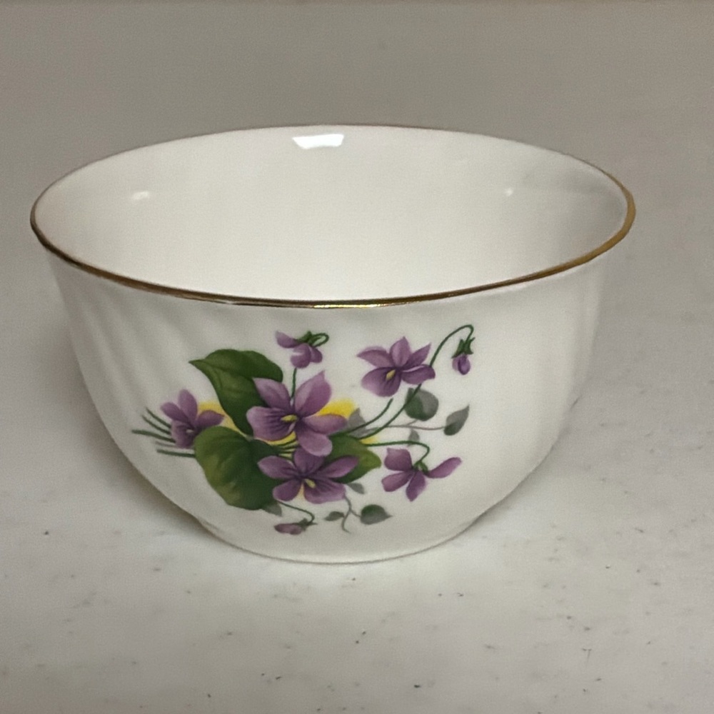 Floral Porcelain Bowl with Gold Rim